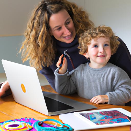 Samantha and her daughter work together on a school project using a cloud collaboration tool.