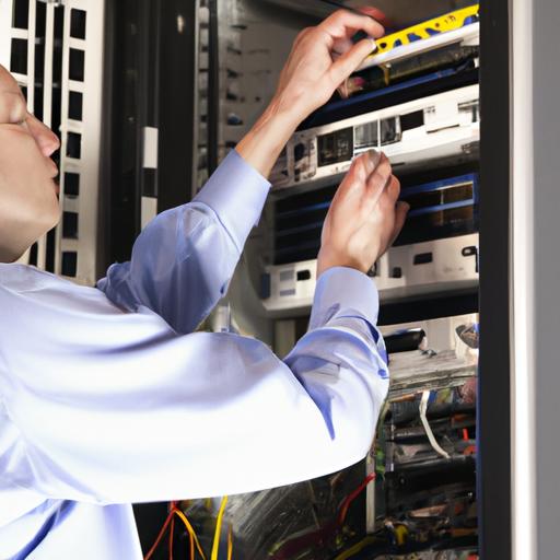 A network engineer setting up a data center network for optimal performance